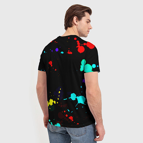 Мужская футболка Ювентус брызги красок неон / 3D-принт – фото 4
