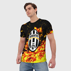Футболка мужская Ювентус огненные краски текстура, цвет: 3D-принт — фото 2