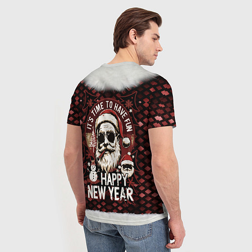 Мужская футболка Костюм деда мороза с накаченным прессом / 3D-принт – фото 4
