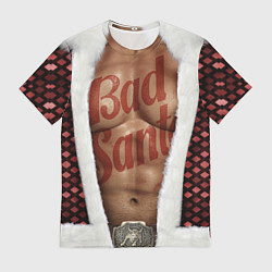 Мужская футболка Костюм деда мороза с накаченным прессом