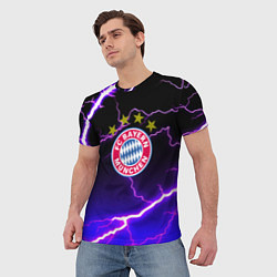 Футболка мужская Bayern Mnchen молнии шторм, цвет: 3D-принт — фото 2