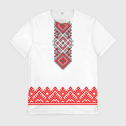 Мужская футболка Славянская вышиванка с узорами и оберегом