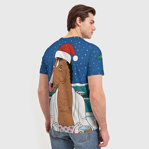 Мужская футболка Новогодний Конь Боджек / 3D-принт – фото 4