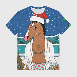 Мужская футболка Новогодний Конь Боджек
