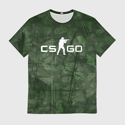 Мужская футболка Эмблема CS GO на камуфляжном фоне