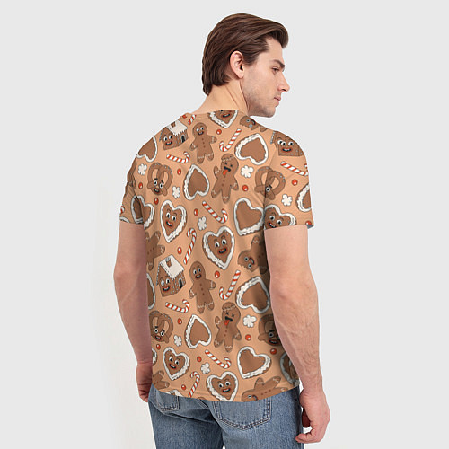 Мужская футболка Паттерн с новогодним печеньем / 3D-принт – фото 4
