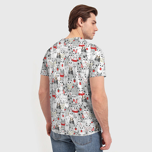 Мужская футболка Новогодние котики / 3D-принт – фото 4