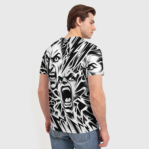 Мужская футболка Свирепые лица и молнии - нейроарт / 3D-принт – фото 4