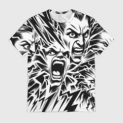 Мужская футболка Свирепые лица и молнии - нейроарт