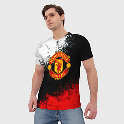 Футболка мужская Манчестер Юнайтед краски всплеск, цвет: 3D-принт — фото 2