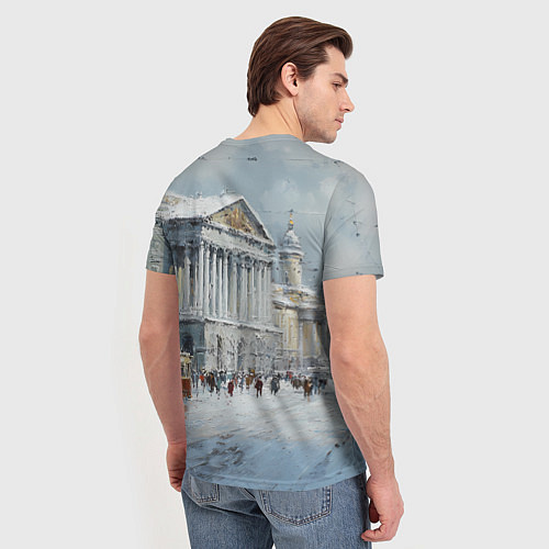 Мужская футболка Зимний Питер красками / 3D-принт – фото 4