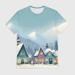 Футболка мужская Новогодние дома, цвет: 3D-принт