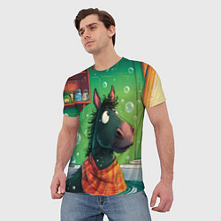 Футболка мужская Лошадь моется в ванной, цвет: 3D-принт — фото 2
