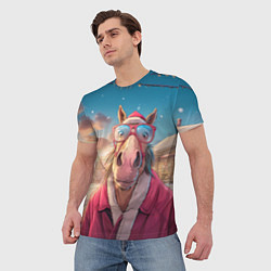 Футболка мужская Удивленная лошадь в очках, цвет: 3D-принт — фото 2