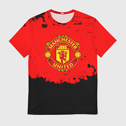 Футболка мужская Манчестер Юнайтед краски брызги, цвет: 3D-принт