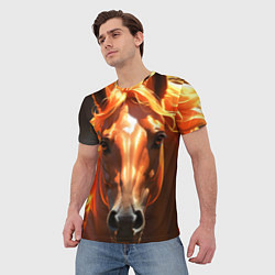 Футболка мужская Портрет огненной лошади, цвет: 3D-принт — фото 2