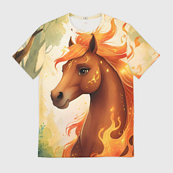 Мужская футболка Милая огненная лошадь