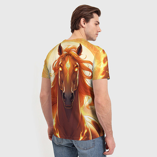 Мужская футболка Огненная лошадь в свечении / 3D-принт – фото 4
