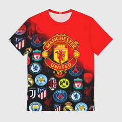 Футболка мужская Манчестер Юнайтед логотипы команд, цвет: 3D-принт