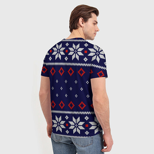 Мужская футболка Вязаный новогодний узор / 3D-принт – фото 4