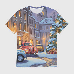 Мужская футболка Новогодний снежный двор