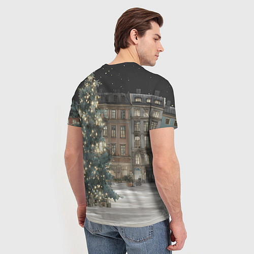 Мужская футболка Елка во дворе / 3D-принт – фото 4