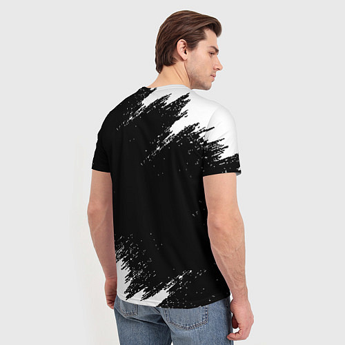 Мужская футболка Реал Мадрид черно белые краски / 3D-принт – фото 4