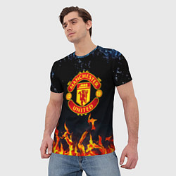 Футболка мужская Манчестер Юнайтед лёд и огонь, цвет: 3D-принт — фото 2