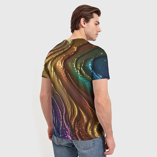 Мужская футболка Сморщенные складочки жидкости / 3D-принт – фото 4