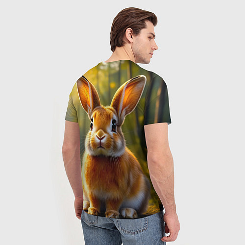 Мужская футболка Зайчик в лесу / 3D-принт – фото 4