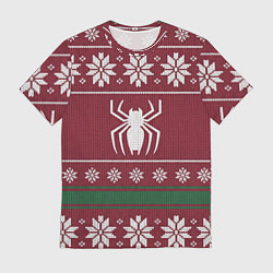 Мужская футболка Рождественский свитер Человека паука