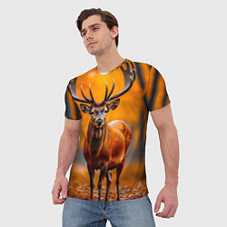 Футболка мужская Осенний лес с оленем, цвет: 3D-принт — фото 2