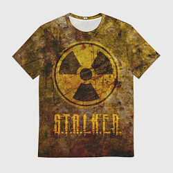 Мужская футболка Сталкер - знак на ржавой поверхности