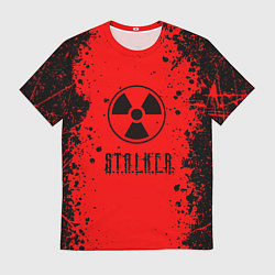 Мужская футболка Stalker - черное на красном
