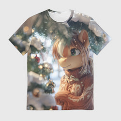 Мужская футболка Лошадка в свитере