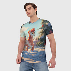 Футболка мужская Лошадка любуется елкой, цвет: 3D-принт — фото 2