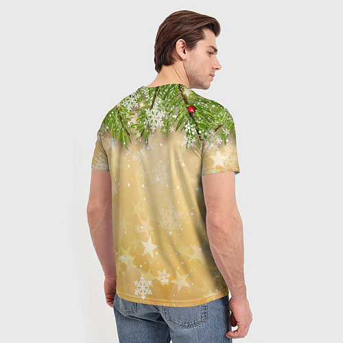 Мужская футболка Олень в шапке Санты / 3D-принт – фото 4