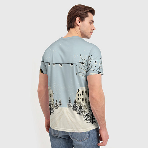 Мужская футболка Милая новогодняя лошадка с шарфом / 3D-принт – фото 4