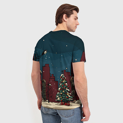 Мужская футболка Лошадка в новогодней гирлянде / 3D-принт – фото 4