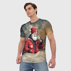 Футболка мужская Санта с капучино, цвет: 3D-принт — фото 2
