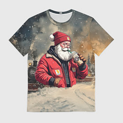 Мужская футболка Санта с капучино