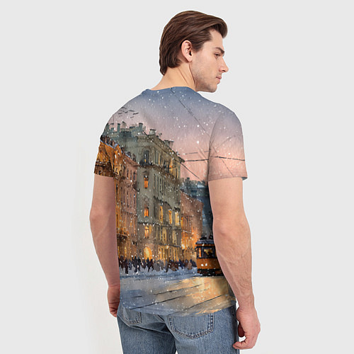 Мужская футболка Зимний Санкт-Петербург / 3D-принт – фото 4