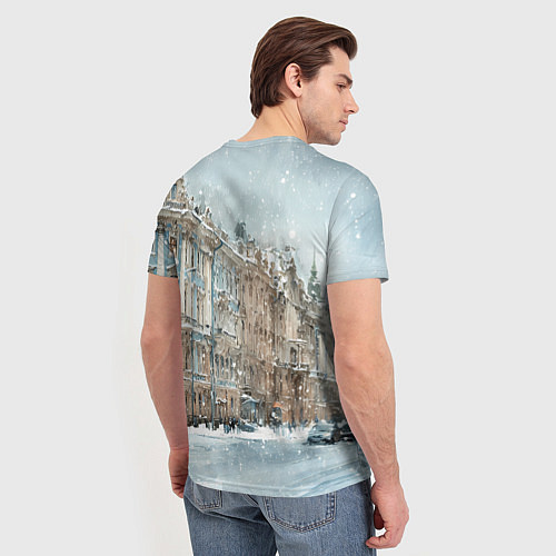 Мужская футболка Снежный день в Санкт-Петербурге / 3D-принт – фото 4