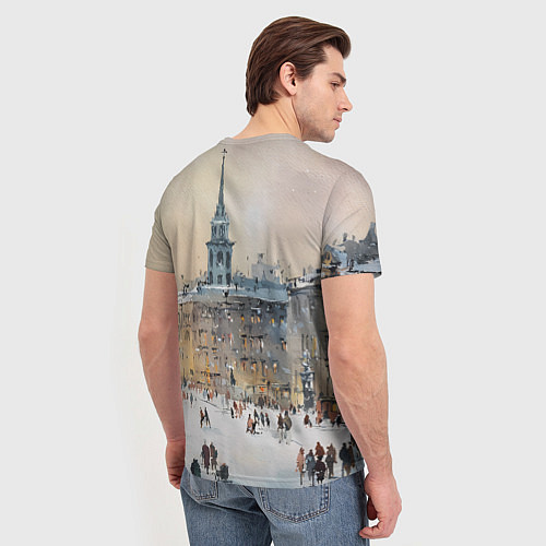 Мужская футболка Снежный зимний Питер / 3D-принт – фото 4