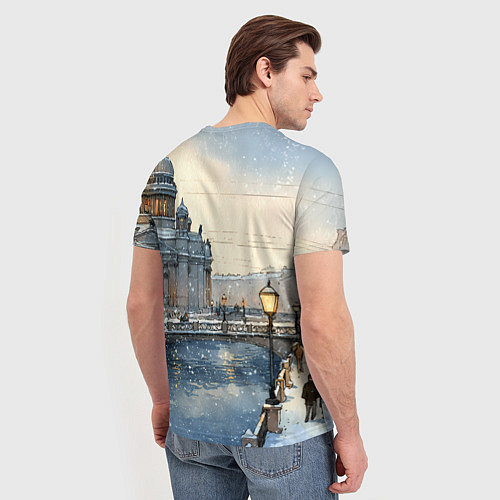 Мужская футболка Санкт-Петербург снежный день / 3D-принт – фото 4