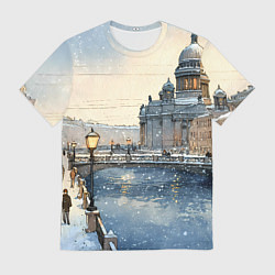 Мужская футболка Санкт-Петербург снежный день