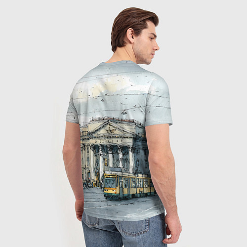 Мужская футболка Зимняя улица Санкт-Петербурга / 3D-принт – фото 4