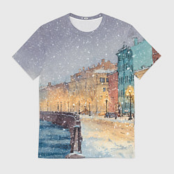 Мужская футболка Санкт-Петербург - снегопад