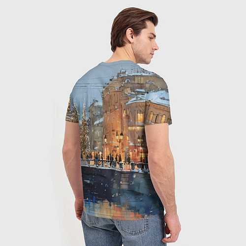 Мужская футболка Снежный вечер в Питере / 3D-принт – фото 4
