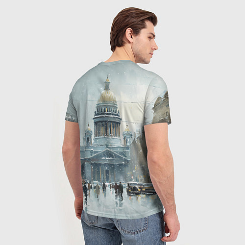 Мужская футболка Санкт-Петербург зимний пейзаж / 3D-принт – фото 4